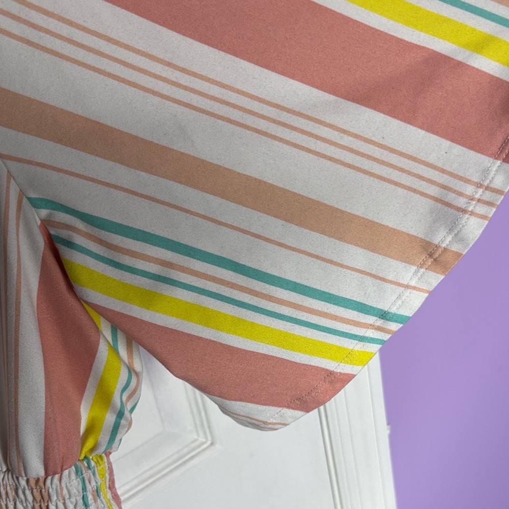 Striped Multi Pastel Crop Top with Drawstring - Picture 4 of 6